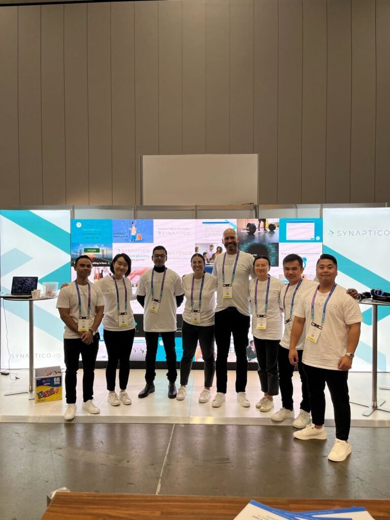 Welcoming Staff Synaptico display stand by Exhibitcentral.com.au